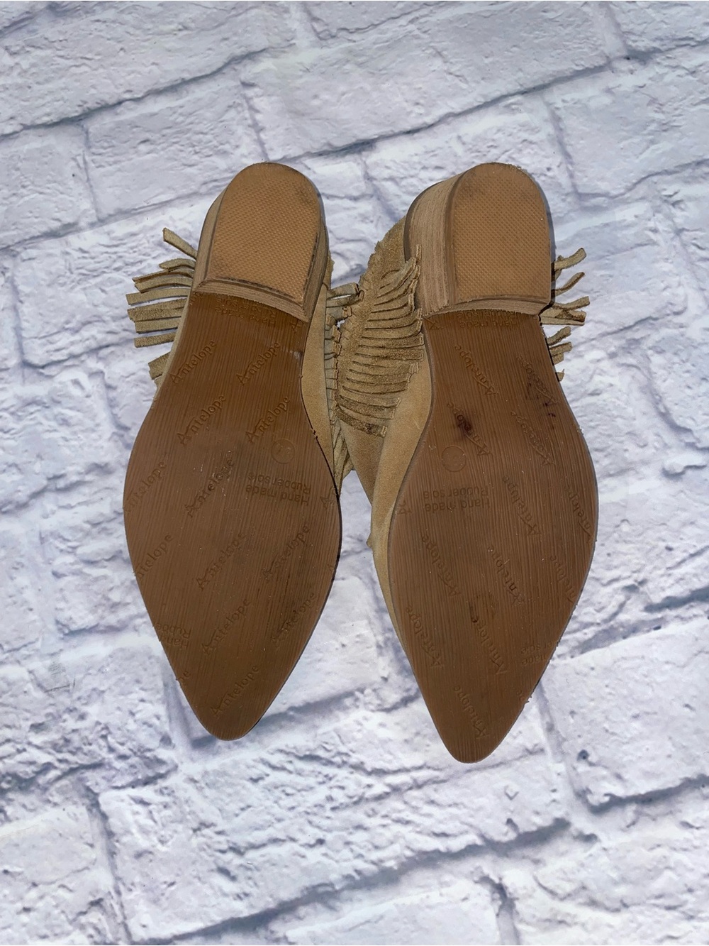 Antelope Dabney Fringe Suede Mules. Taupe. Size 37 - Picture 7 of 8